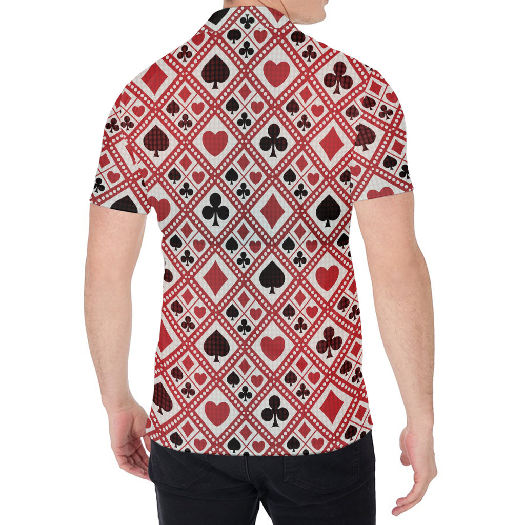 Playing Card Suits Plaid Pattern Print Men's Shirt