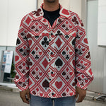 Playing Card Suits Plaid Pattern Print Men's Shirt Jacket