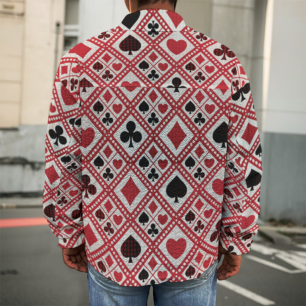 Playing Card Suits Plaid Pattern Print Men's Shirt Jacket