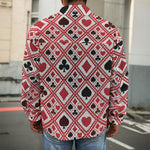 Playing Card Suits Plaid Pattern Print Men's Shirt Jacket