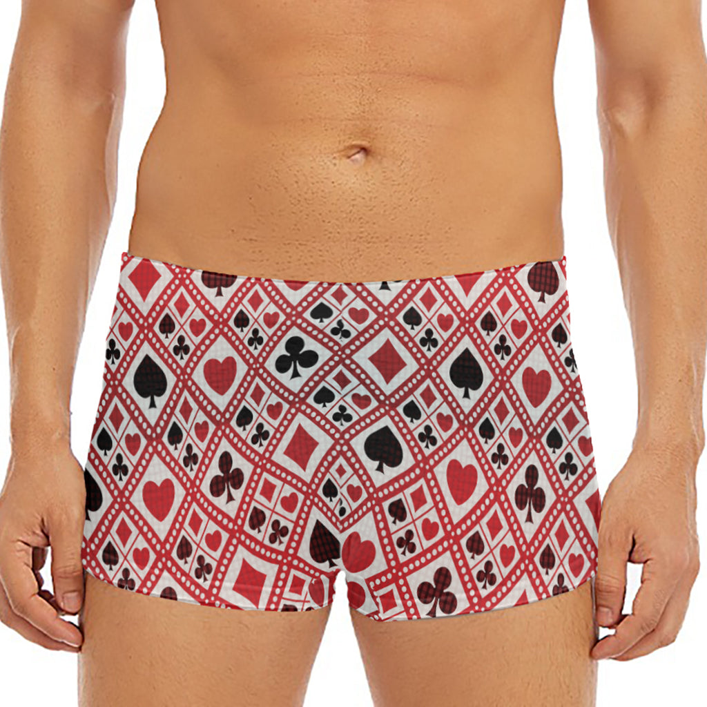 Playing Card Suits Plaid Pattern Print Men's Short Boxer Briefs