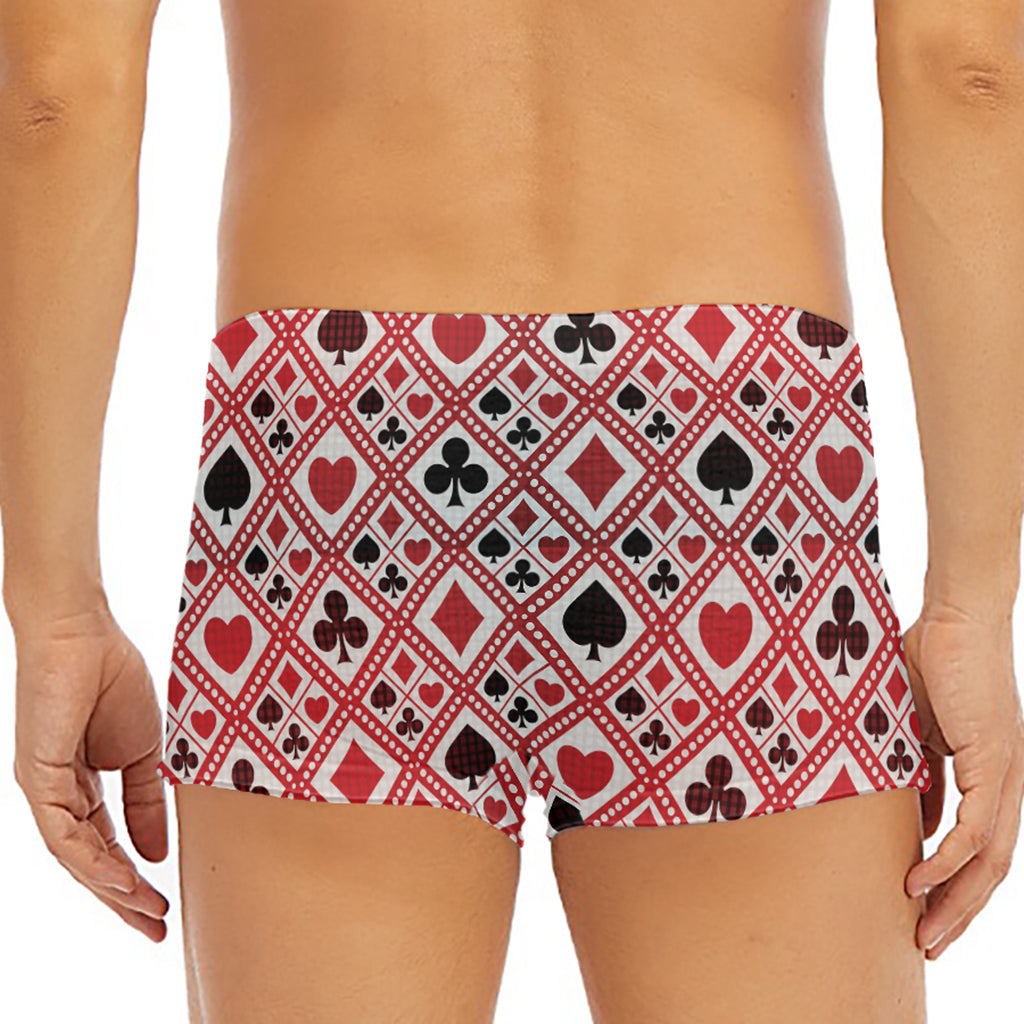 Playing Card Suits Plaid Pattern Print Men's Short Boxer Briefs