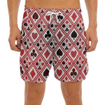 Playing Card Suits Plaid Pattern Print Men's Split Running Shorts