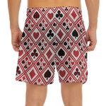 Playing Card Suits Plaid Pattern Print Men's Split Running Shorts