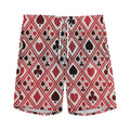 Playing Card Suits Plaid Pattern Print Men's Athletic Shorts