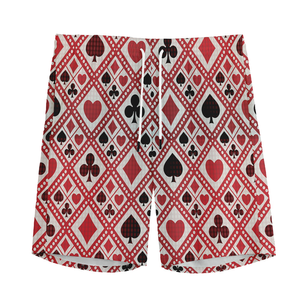 Playing Card Suits Plaid Pattern Print Men's Sports Shorts