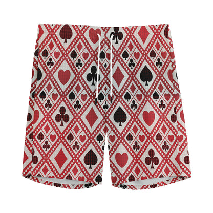 Playing Card Suits Plaid Pattern Print Men's Sports Shorts