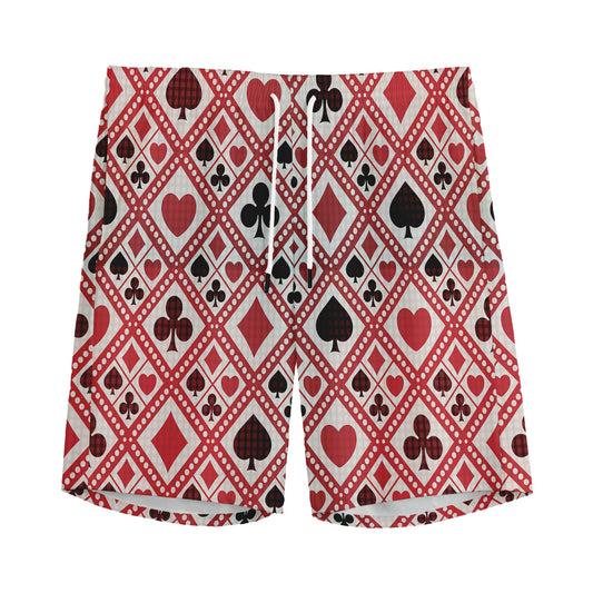 Playing Card Suits Plaid Pattern Print Men's Sports Shorts