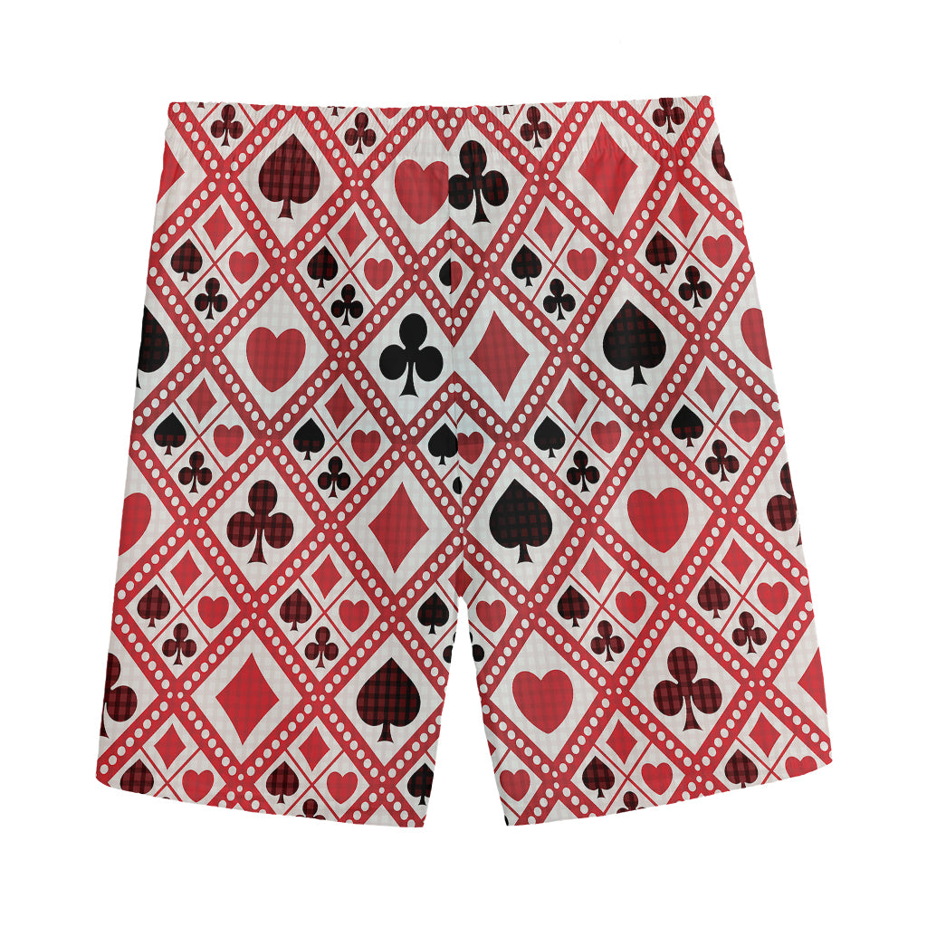 Playing Card Suits Plaid Pattern Print Men's Sports Shorts