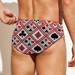 Playing Card Suits Plaid Pattern Print Men's Swim Briefs