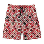 Playing Card Suits Plaid Pattern Print Men's Swim Trunks