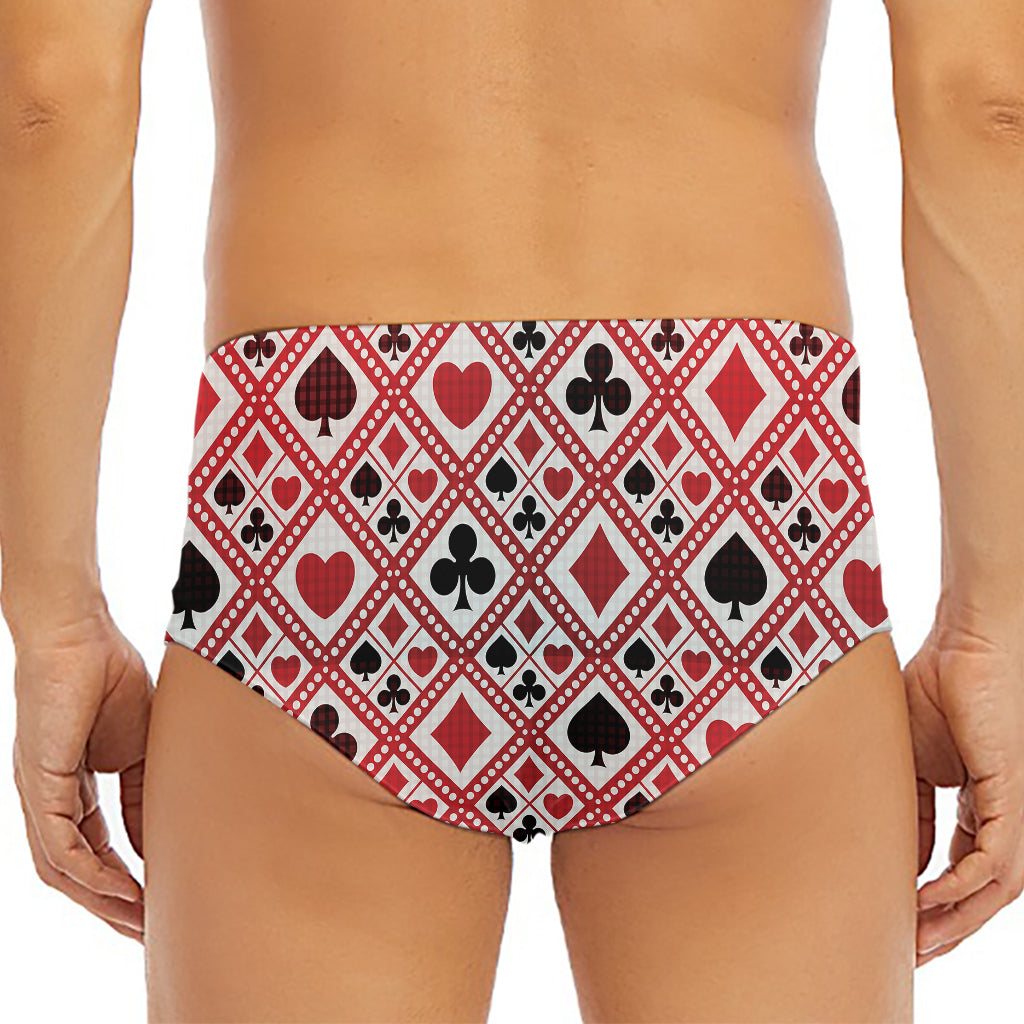 Playing Card Suits Plaid Pattern Print Men's Triangle Swim Briefs