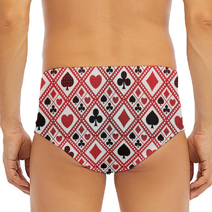 Playing Card Suits Plaid Pattern Print Men's Triangle Swim Briefs