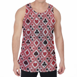 Playing Card Suits Plaid Pattern Print Men's Velvet Tank Top