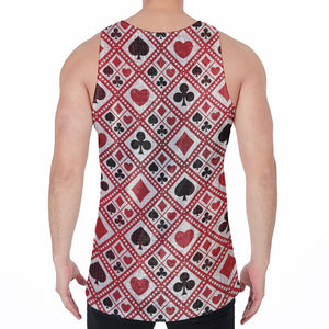 Playing Card Suits Plaid Pattern Print Men's Velvet Tank Top