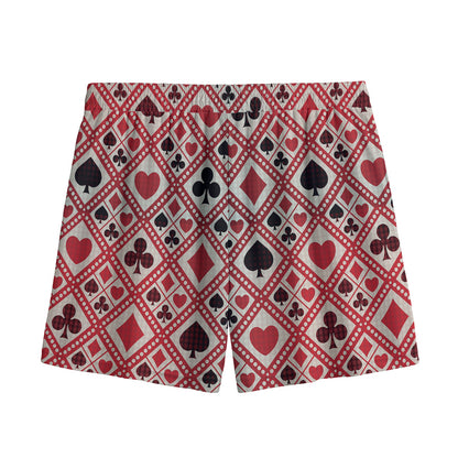 Playing Card Suits Plaid Pattern Print Mesh Shorts