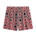Playing Card Suits Plaid Pattern Print Mesh Shorts