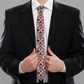 Playing Card Suits Plaid Pattern Print Necktie