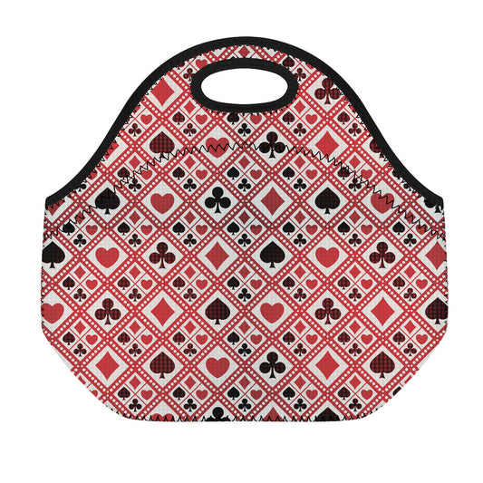 Playing Card Suits Plaid Pattern Print Neoprene Lunch Bag