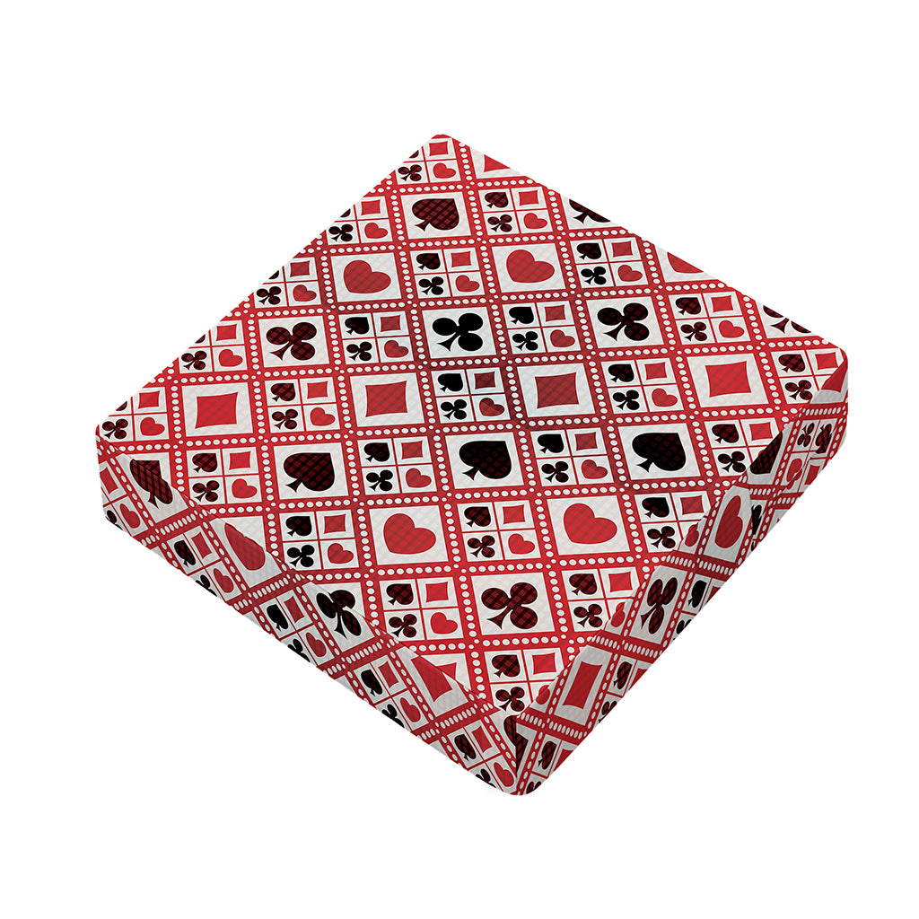 Playing Card Suits Plaid Pattern Print Outdoor Seat Cushion Cover