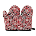 Playing Card Suits Plaid Pattern Print Oven Mitts