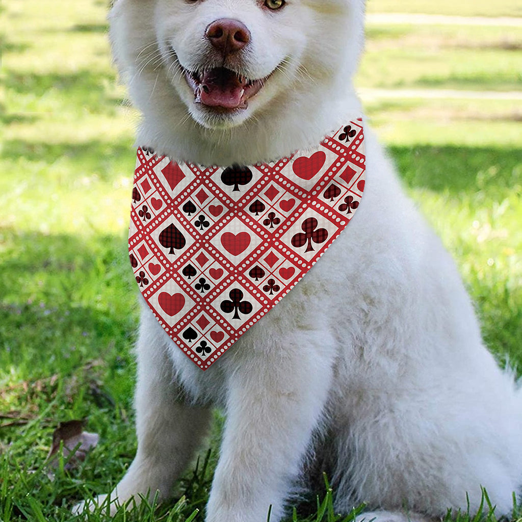 Playing Card Suits Plaid Pattern Print Over The Collar Dog Bandana