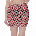 Playing Card Suits Plaid Pattern Print Pencil Mini Skirt