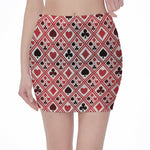 Playing Card Suits Plaid Pattern Print Pencil Mini Skirt