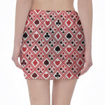 Playing Card Suits Plaid Pattern Print Pencil Mini Skirt