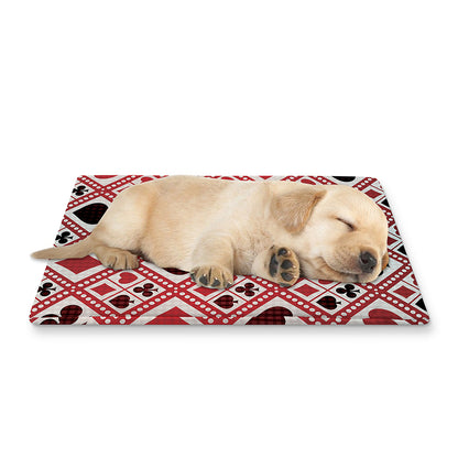 Playing Card Suits Plaid Pattern Print Pet Cooling Mat Cover