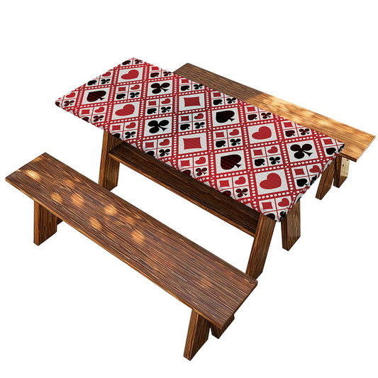 Playing Card Suits Plaid Pattern Print Picnic Table Cover