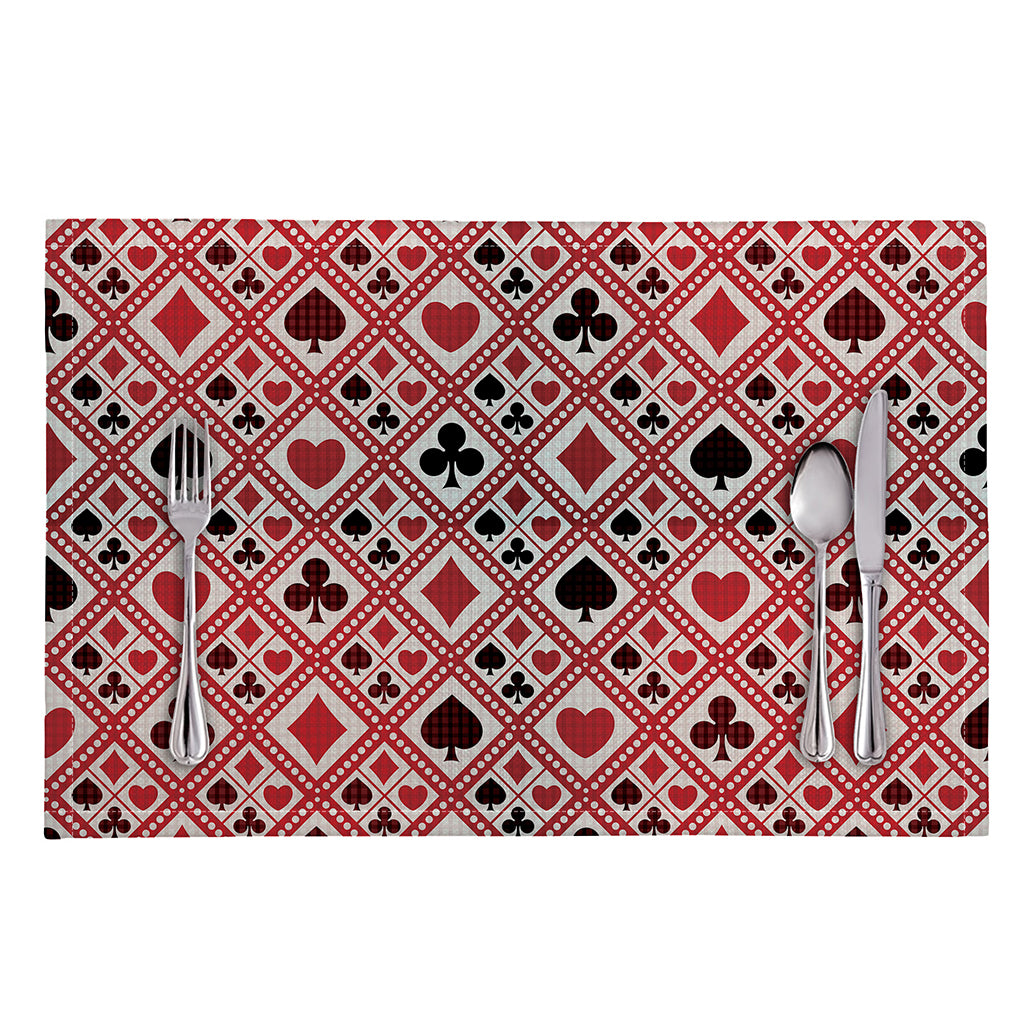 Playing Card Suits Plaid Pattern Print Placemat