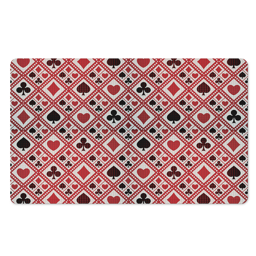 Playing Card Suits Plaid Pattern Print Polyester Doormat