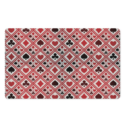 Playing Card Suits Plaid Pattern Print Polyester Doormat