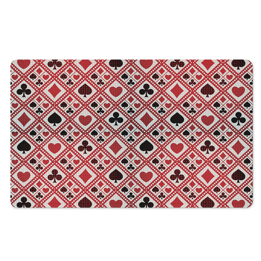 Playing Card Suits Plaid Pattern Print Polyester Doormat