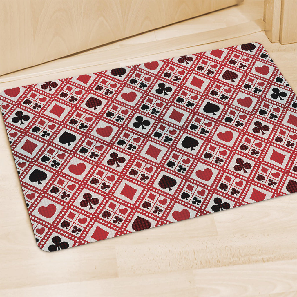 Playing Card Suits Plaid Pattern Print Polyester Doormat