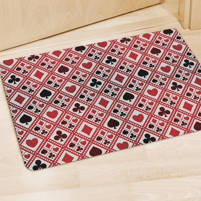 Playing Card Suits Plaid Pattern Print Polyester Doormat