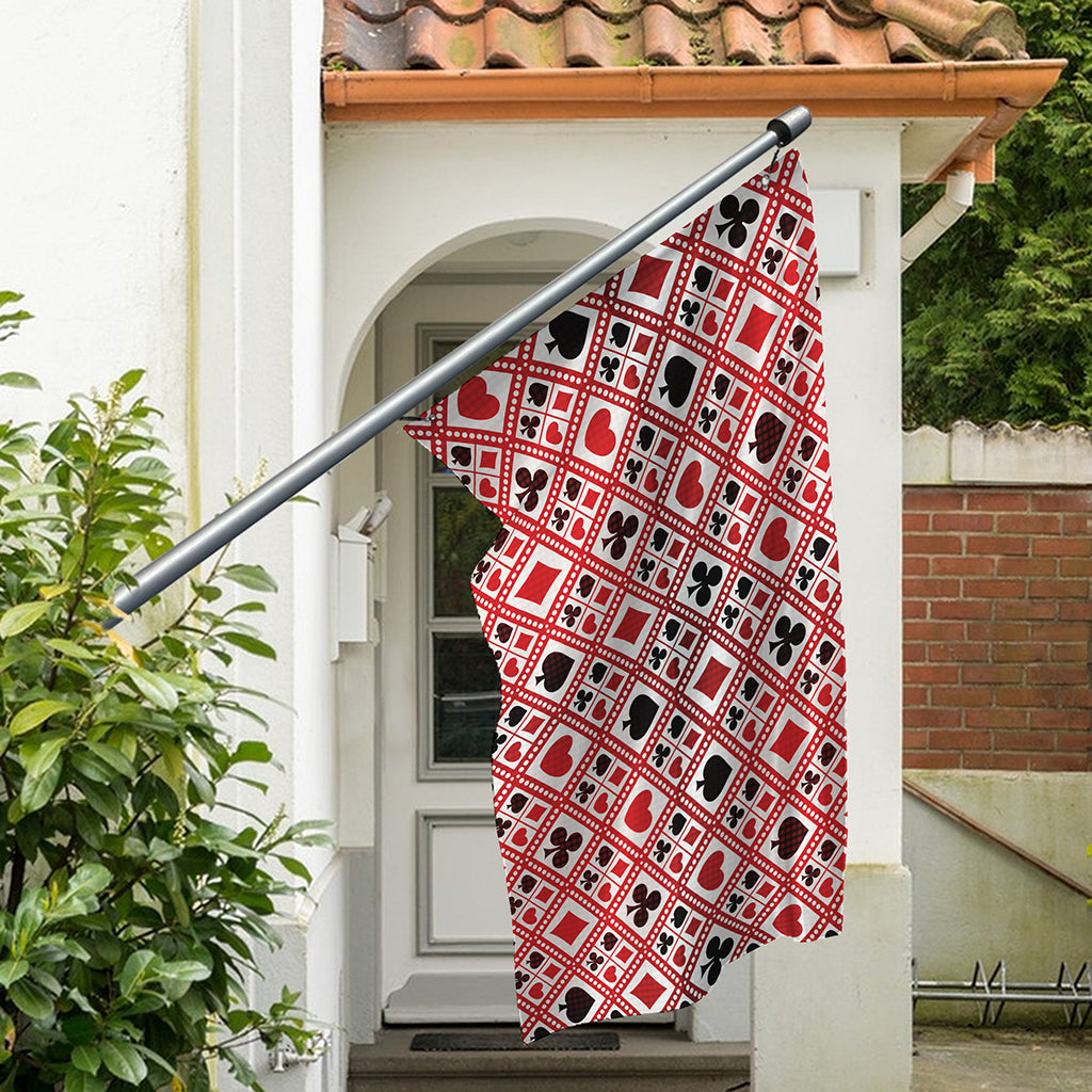 Playing Card Suits Plaid Pattern Print Polyester Flag