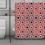 Playing Card Suits Plaid Pattern Print Polyester Shower Curtain