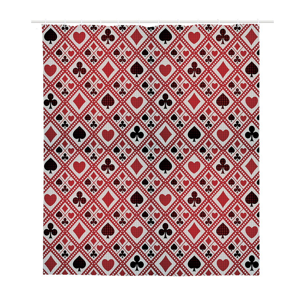 Playing Card Suits Plaid Pattern Print Polyester Shower Curtain