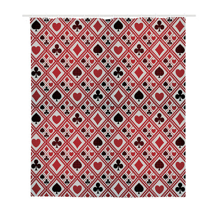 Playing Card Suits Plaid Pattern Print Polyester Shower Curtain