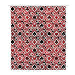 Playing Card Suits Plaid Pattern Print Polyester Shower Curtain