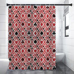 Playing Card Suits Plaid Pattern Print Premium Shower Curtain