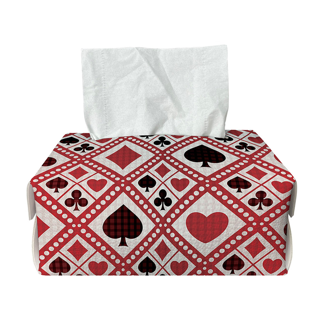 Playing Card Suits Plaid Pattern Print Rectangle Tissue Box Cover
