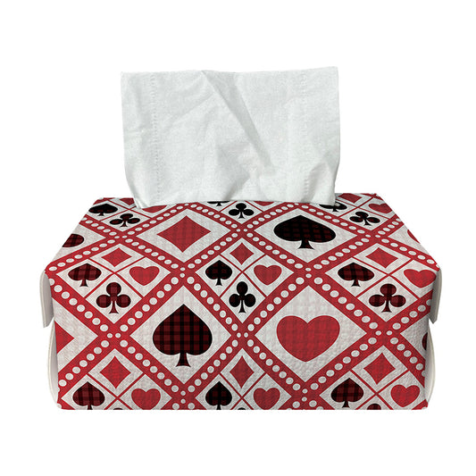 Playing Card Suits Plaid Pattern Print Rectangle Tissue Box Cover