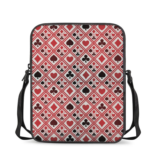 Playing Card Suits Plaid Pattern Print Rectangular Crossbody Bag