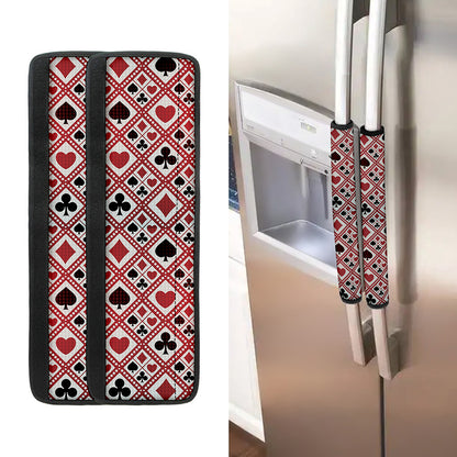 Playing Card Suits Plaid Pattern Print Refrigerator Handle Covers