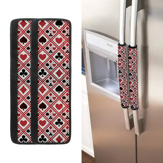Playing Card Suits Plaid Pattern Print Refrigerator Handle Covers