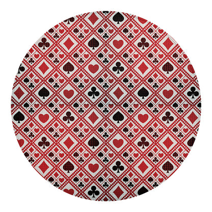 Playing Card Suits Plaid Pattern Print Round Blanket