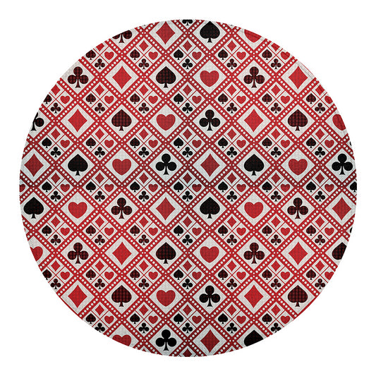 Playing Card Suits Plaid Pattern Print Round Blanket